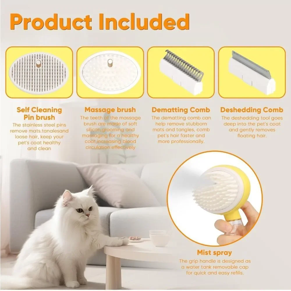 Dog Steam Grooming Brush and Metal Comb Combo